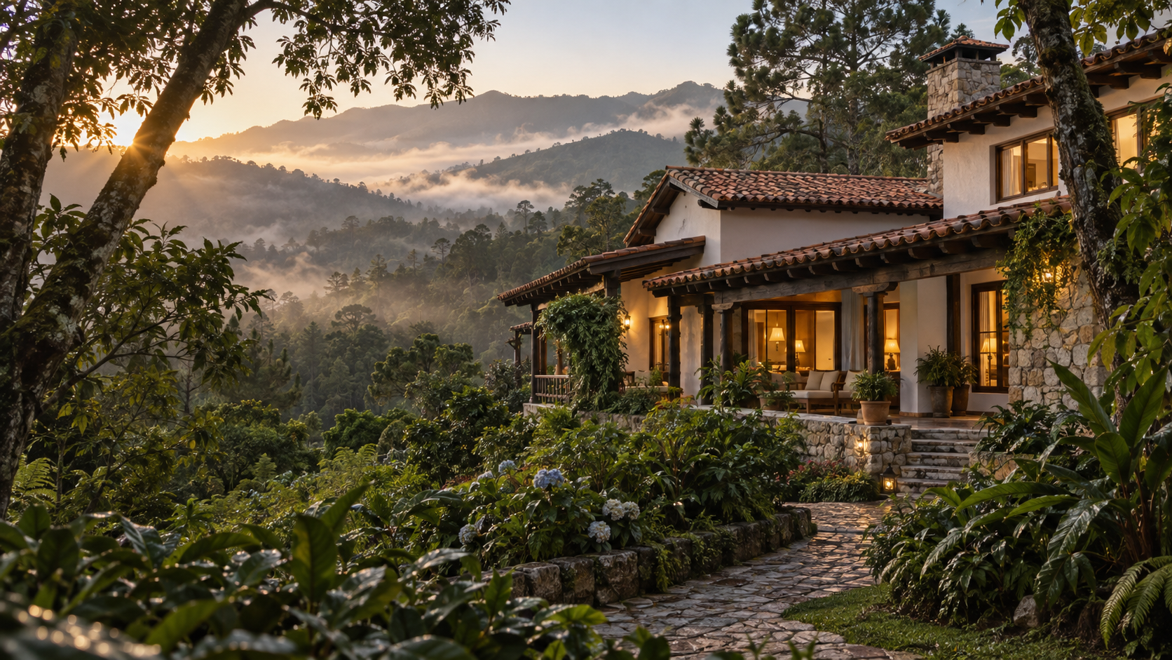 El refugio entre montañas